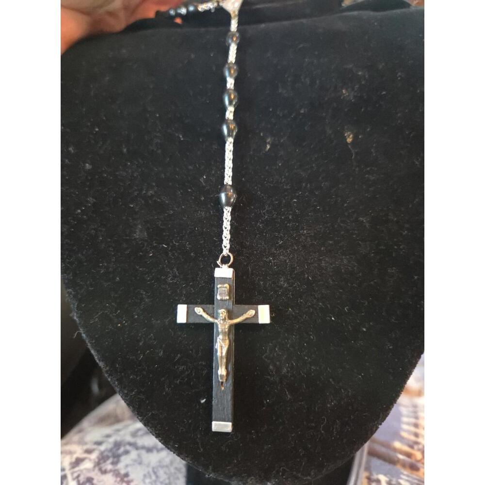 Vintage Religious Rosary Black Beads